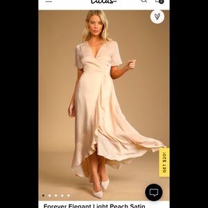 “Forever Elegant” Light Peach 🍑 Satin Dress